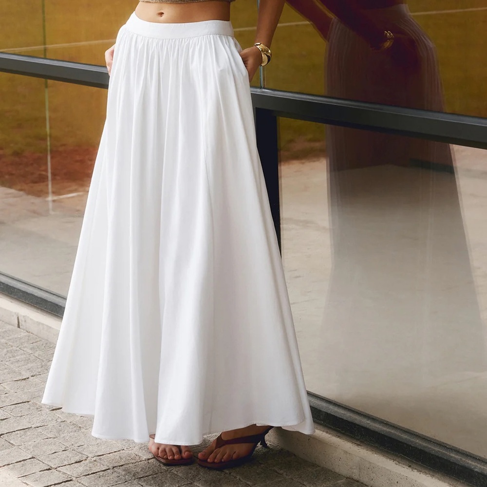 COMMENSE $65 MSRP NWT SMALL White Maxi Skirt
